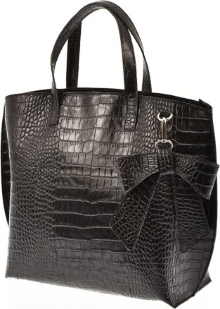 Czarna torebka Vera Pelle w stylu glamour z tkaniny