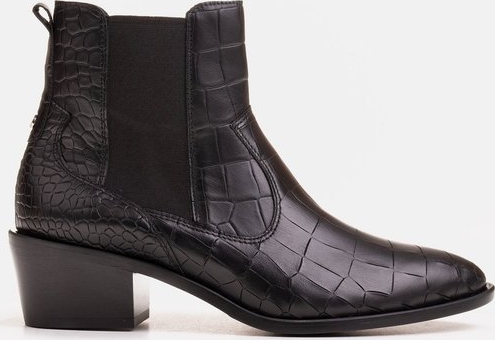 Czarne botki Marco Shoes na zamek w stylu casual na obcasie