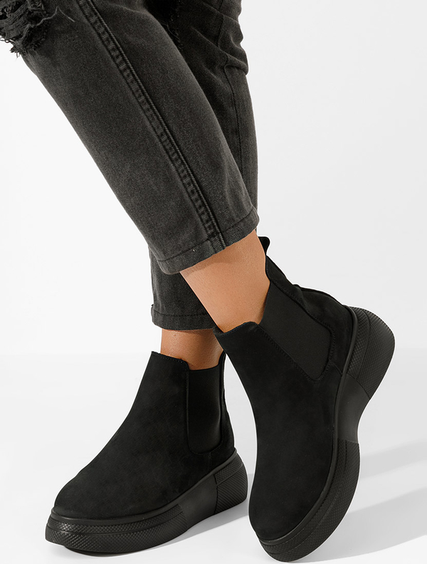 Czarne botki Zapatos na platformie w stylu casual