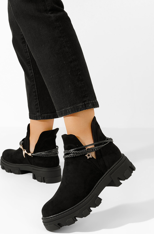 Czarne botki Zapatos sznurowane