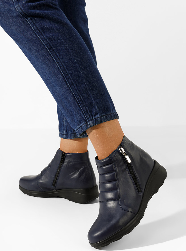 Czarne botki Zapatos w stylu casual ze skóry