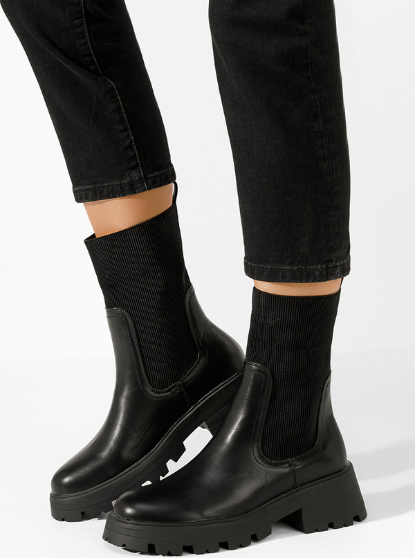 Czarne botki Zapatos z płaską podeszwą w stylu casual