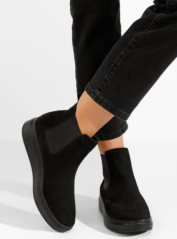 Czarne botki Zapatos ze skóry w stylu casual