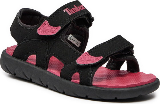 Czarne buty dziecięce letnie Timberland na rzepy dla dziewczynek