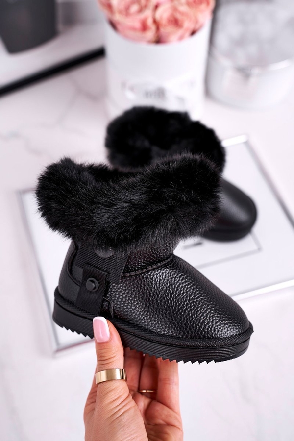Czarne buty dziecięce zimowe Apawwa