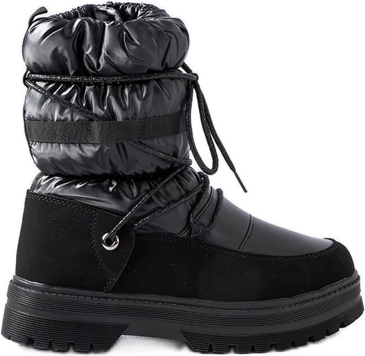 Czarne buty dziecięce zimowe ButyModne sznurowane