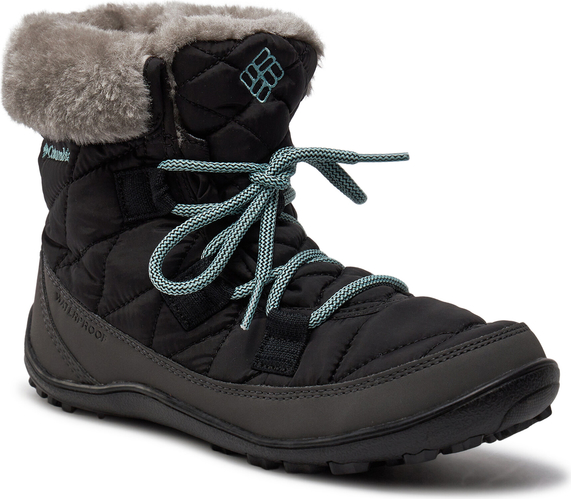 Czarne buty dziecięce zimowe Columbia ze skóry ekologicznej