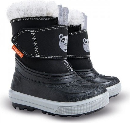 Czarne buty dziecięce zimowe Demar na rzepy
