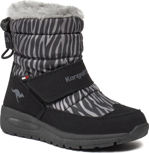 Czarne buty dziecięce zimowe Kangaroos na rzepy