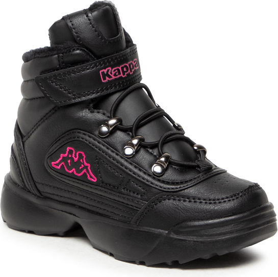 Czarne buty dziecięce zimowe Kappa na rzepy dla dziewczynek