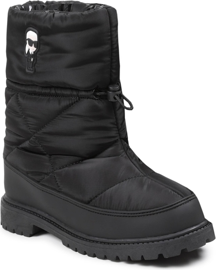 Czarne buty dziecięce zimowe Karl Lagerfeld sznurowane