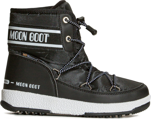 Czarne buty dziecięce zimowe Moon Boot sznurowane dla chłopców