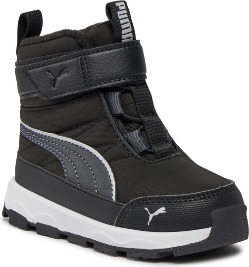 Czarne buty dziecięce zimowe Puma na rzepy