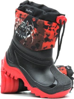 Czarne buty dziecięce zimowe RenBut sznurowane z wełny