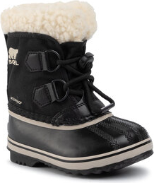Czarne buty dziecięce zimowe Sorel sznurowane dla chłopców