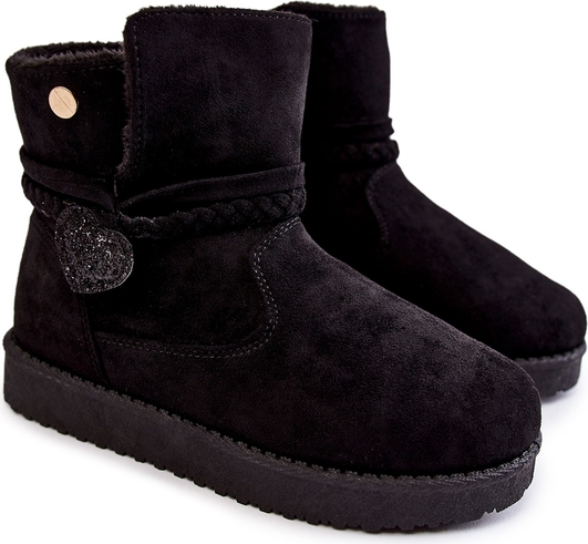 Czarne buty dziecięce zimowe Vinceza z zamszu