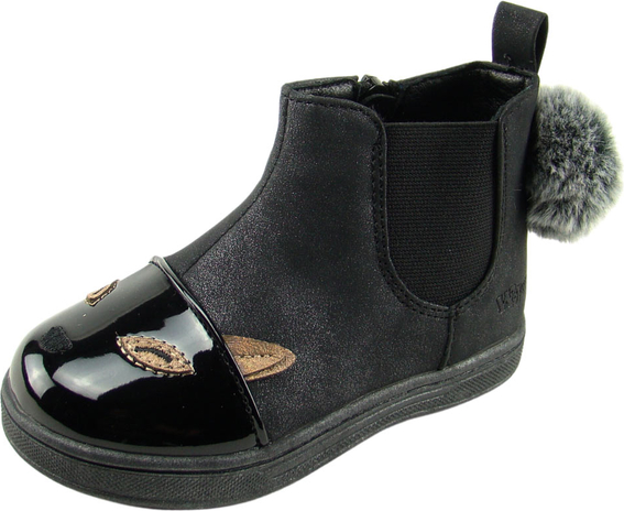 Czarne buty dziecięce zimowe Wojtyłko dla dziewczynek na zamek