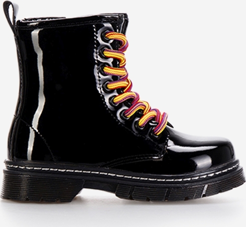 Czarne buty dziecięce zimowe Zapatos dla dziewczynek sznurowane