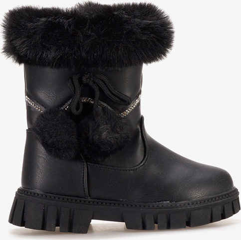 Czarne buty dziecięce zimowe Zapatos na zamek dla dziewczynek