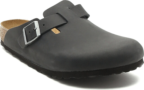 Czarne buty letnie męskie Birkenstock ze skóry z klamrami