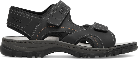 Czarne buty letnie męskie Rieker na rzepy w stylu casual
