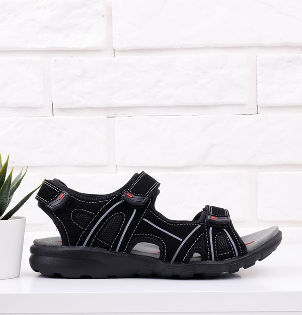 Czarne buty letnie męskie Yourshoes ze skóry ekologicznej
