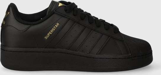 Czarne buty sportowe Adidas Originals z płaską podeszwą ze skóry w sportowym stylu