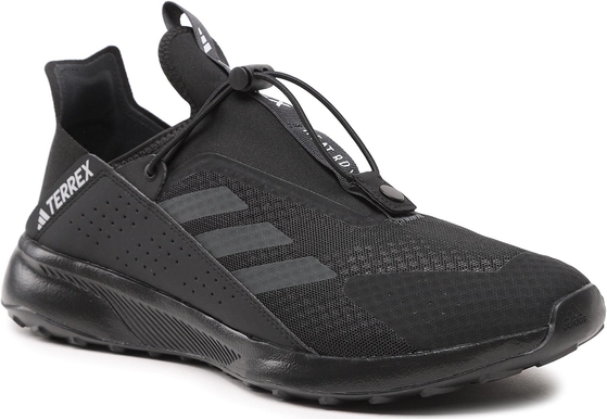Czarne buty sportowe Adidas terrex sznurowane w sportowym stylu