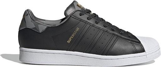 Czarne buty sportowe Adidas ze skóry sznurowane superstar
