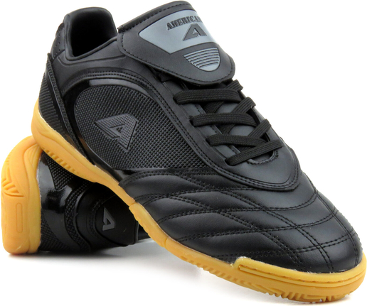 Czarne buty sportowe American Club w sportowym stylu z tkaniny sznurowane