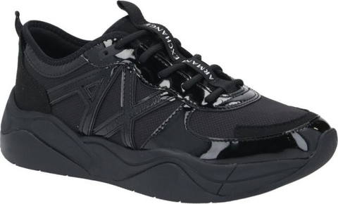 Czarne buty sportowe Armani Exchange sznurowane z płaską podeszwą
