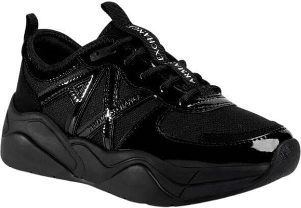 Czarne buty sportowe Armani Exchange w sportowym stylu sznurowane