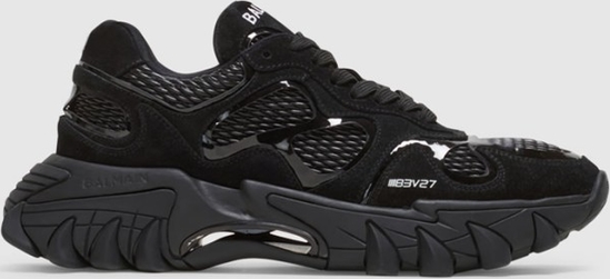 Czarne buty sportowe Balmain w sportowym stylu sznurowane ze skóry