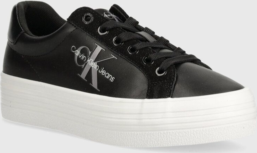 Czarne buty sportowe Calvin Klein na platformie sznurowane