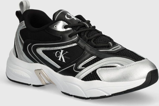Czarne buty sportowe Calvin Klein na platformie w sportowym stylu sznurowane