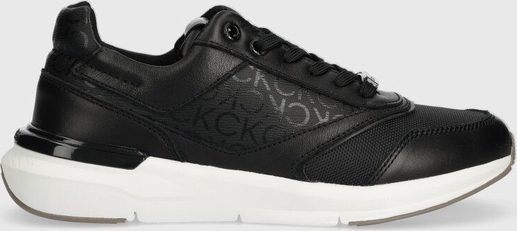 Czarne buty sportowe Calvin Klein sznurowane z płaską podeszwą