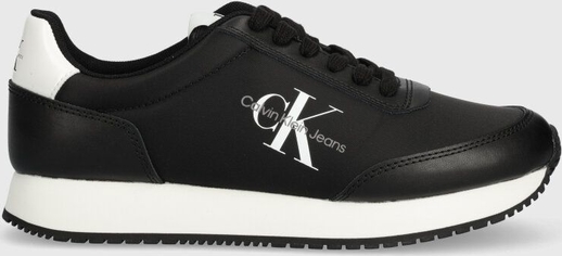 Czarne buty sportowe Calvin Klein z płaską podeszwą w sportowym stylu