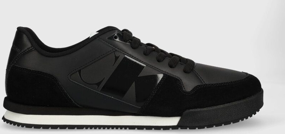 Czarne buty sportowe Calvin Klein ze skóry sznurowane
