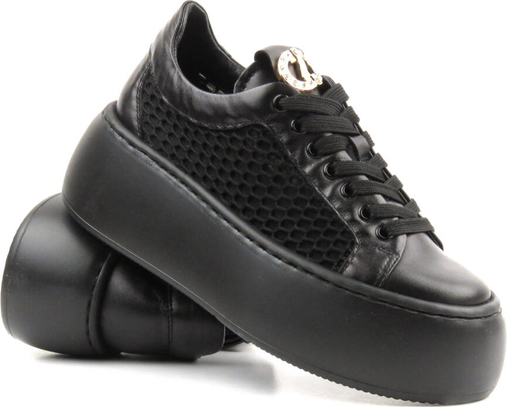 Czarne buty sportowe Carinii w sportowym stylu ze skóry