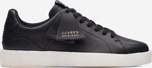 Czarne buty sportowe Clarks ze skóry z płaską podeszwą w sportowym stylu