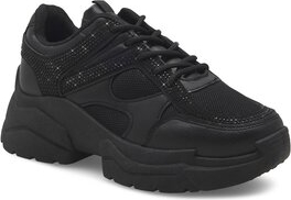Czarne buty sportowe DeeZee w sportowym stylu na platformie sznurowane