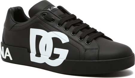 Czarne buty sportowe Dolce Gabbana ze skóry sznurowane