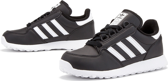 Czarne buty sportowe dziecięce Adidas w paseczki sznurowane