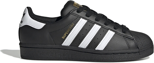 Czarne buty sportowe dziecięce Adidas ze skóry na rzepy w paseczki