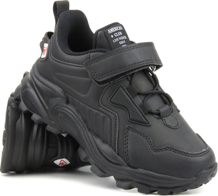 Czarne buty sportowe dziecięce American Club sznurowane