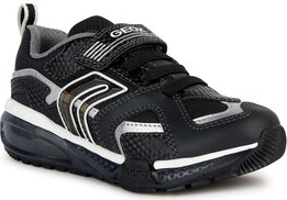 Czarne buty sportowe dziecięce Geox dla chłopców na rzepy