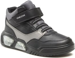 Czarne buty sportowe dziecięce Geox na rzepy dla chłopców