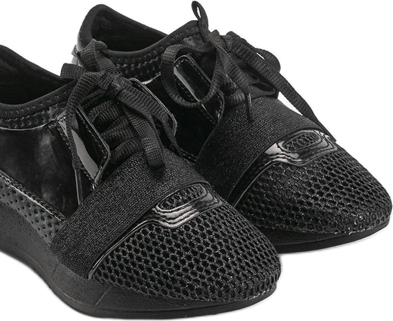 Czarne buty sportowe dziecięce Inna marka dla dziewczynek ze skóry