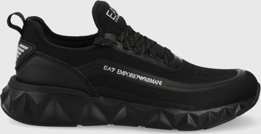 Czarne buty sportowe Emporio Armani na platformie sznurowane