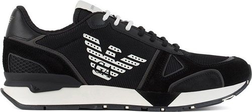 Czarne buty sportowe Emporio Armani sznurowane w sportowym stylu
